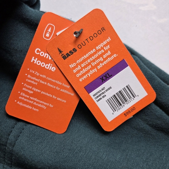 Bass Outdoor Convertible Hoodie Pullover Half-Zip Sweater - Picture 9 of 11